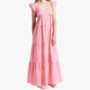 ModCloth Pink Tiered Maxi Dress Ruffle Straps V-Neck Boho Coquette Plus 1X NWT
